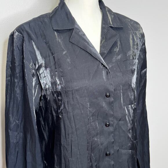 Vintage gothic N Touch black button up top size 8 - Picture 2 of 4